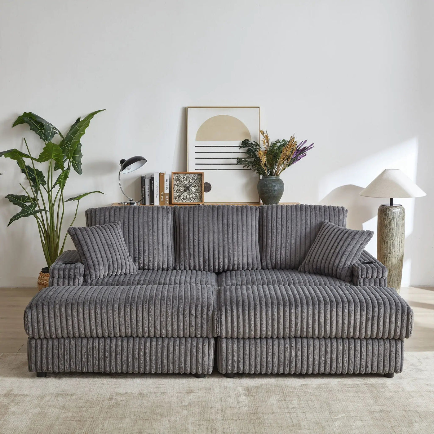 3 Seater Sofa With 2 Ottomans For Living Room by HouseOfZazla