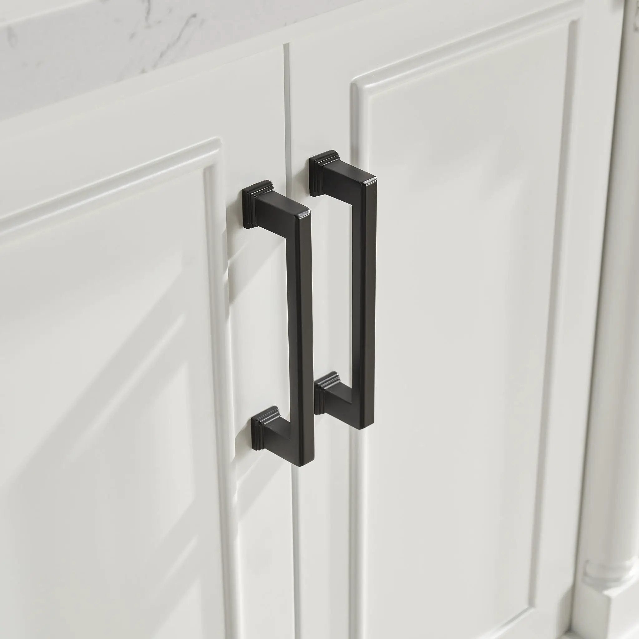 Freestanding Double Bathroom Vanity With Extra Black Handles - White by HouseOfZazla