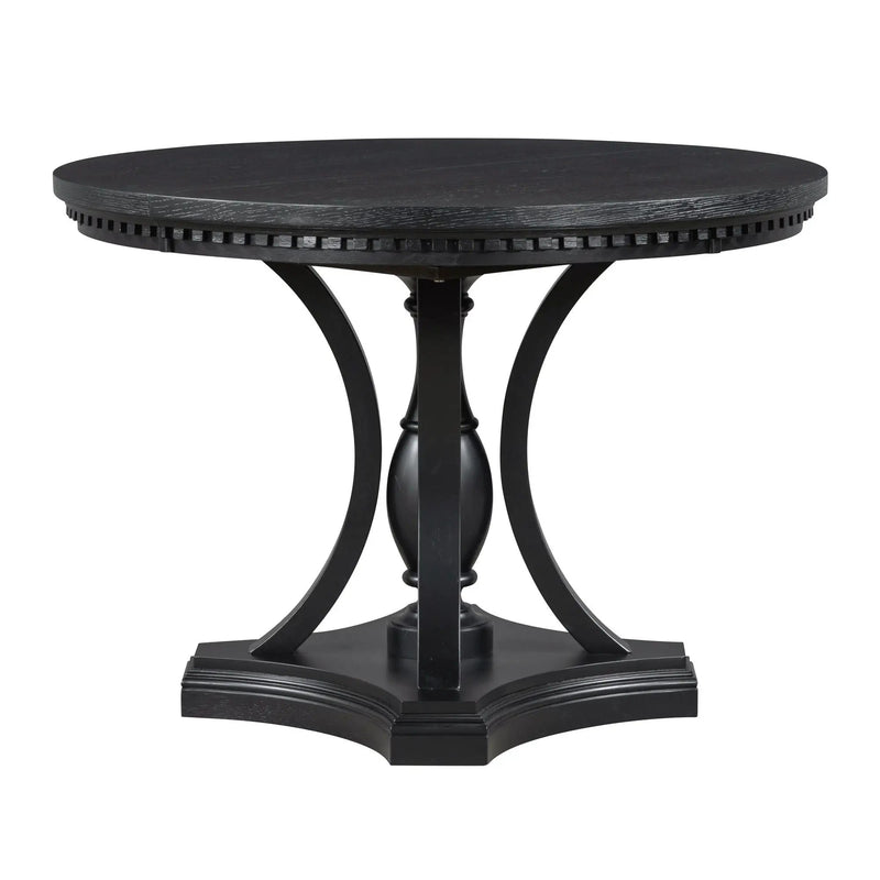 5 Piece Dining Set Extendable Round Table And 4 Chairs - Black / Oak