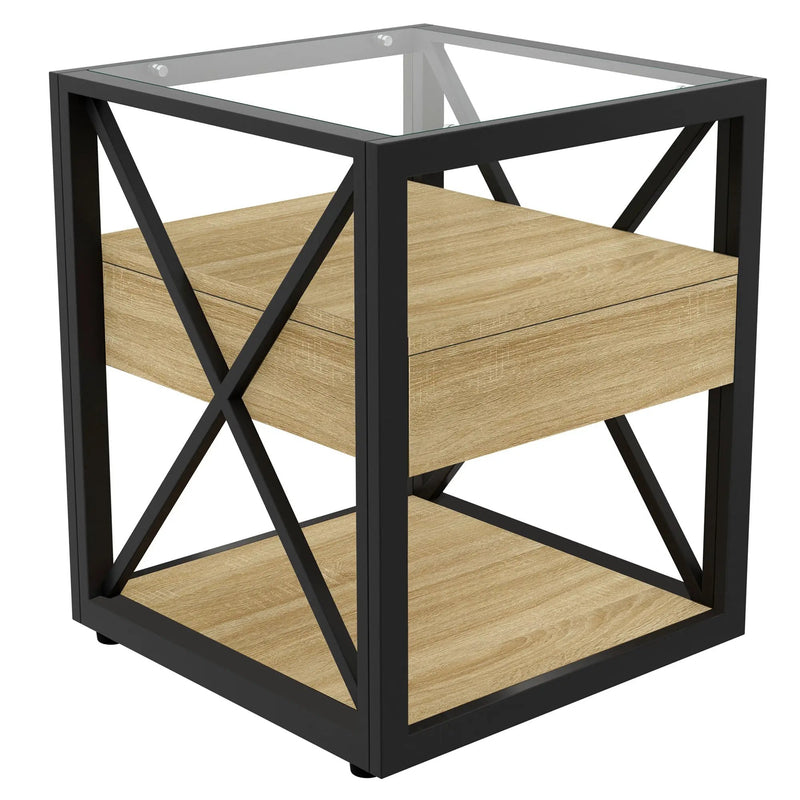 Set of 2 Modern End Tables with Drawer - Nightstands for Bedroom & Living Room by HouseOfZazla