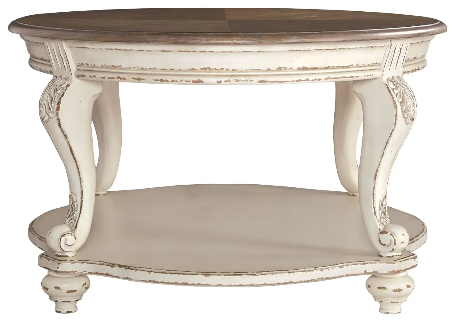 Realyn - Oval Cocktail Table - White / Brown by Unique Piece Furniture