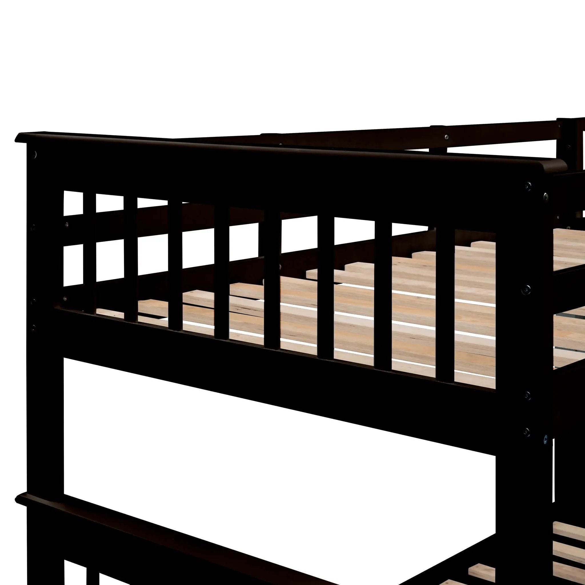 Bunk Bed With Twin Size Trundle, Storage And Guard Rail For Bedroom by HouseOfZazla