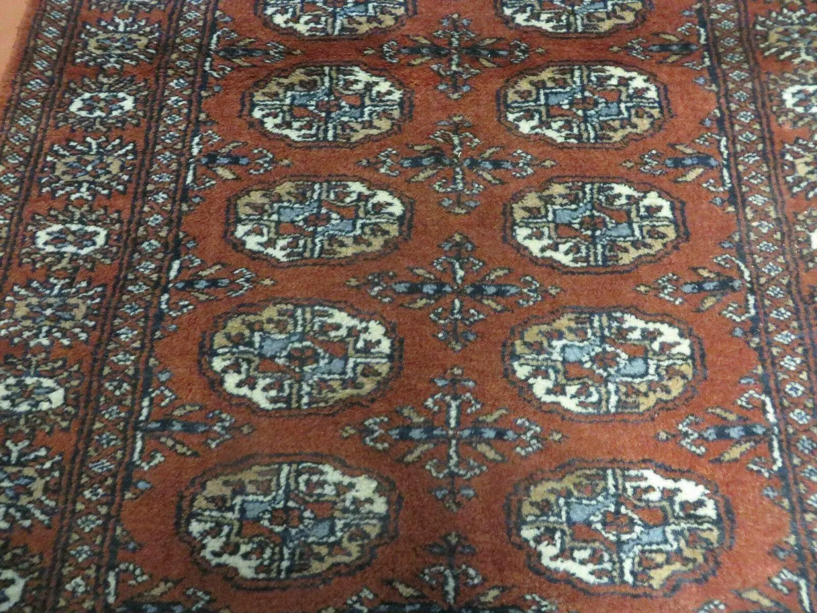 3' X 4' Vintage Handmade Pakistan Turkoman Bokhara Fine Woven Wool Rug by Jewel Rugs