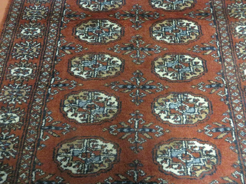 3' X 4' Vintage Handmade Pakistan Turkoman Bokhara Fine Woven Wool Rug by Jewel Rugs