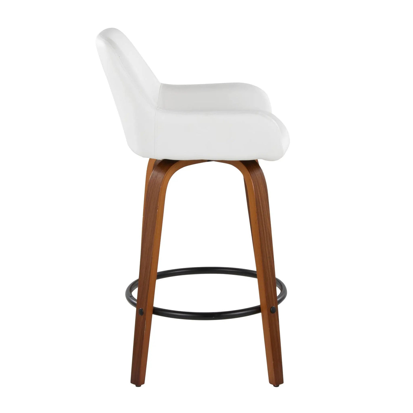 Daniella - Contemporary Fixed Height Counter Stool With Swivel With Round Footrest (Set of 2) by HouseOfZazla