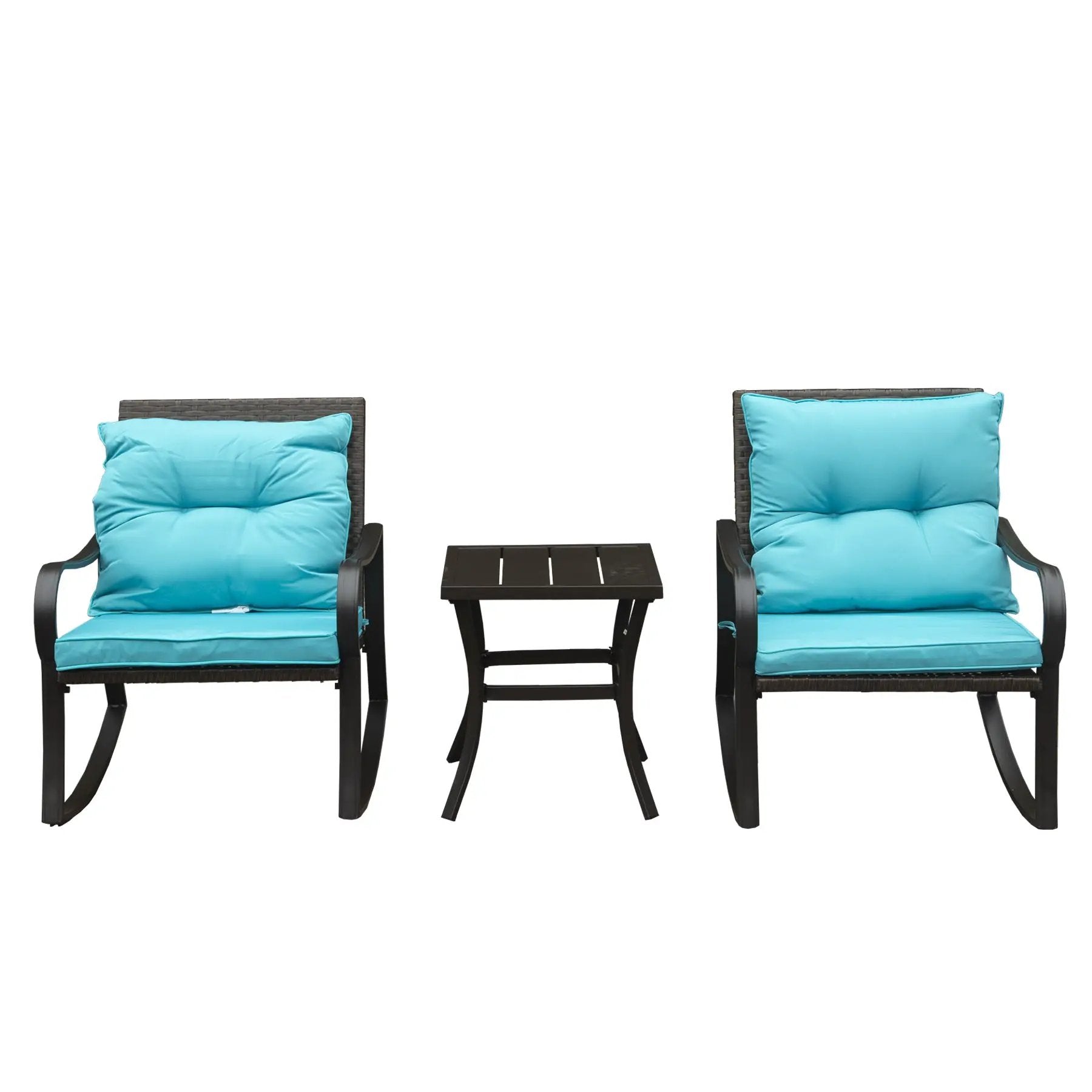 Metal 2-Person Outdoor Patio Rocking Seating Group with Cushions by HouseOfZazla