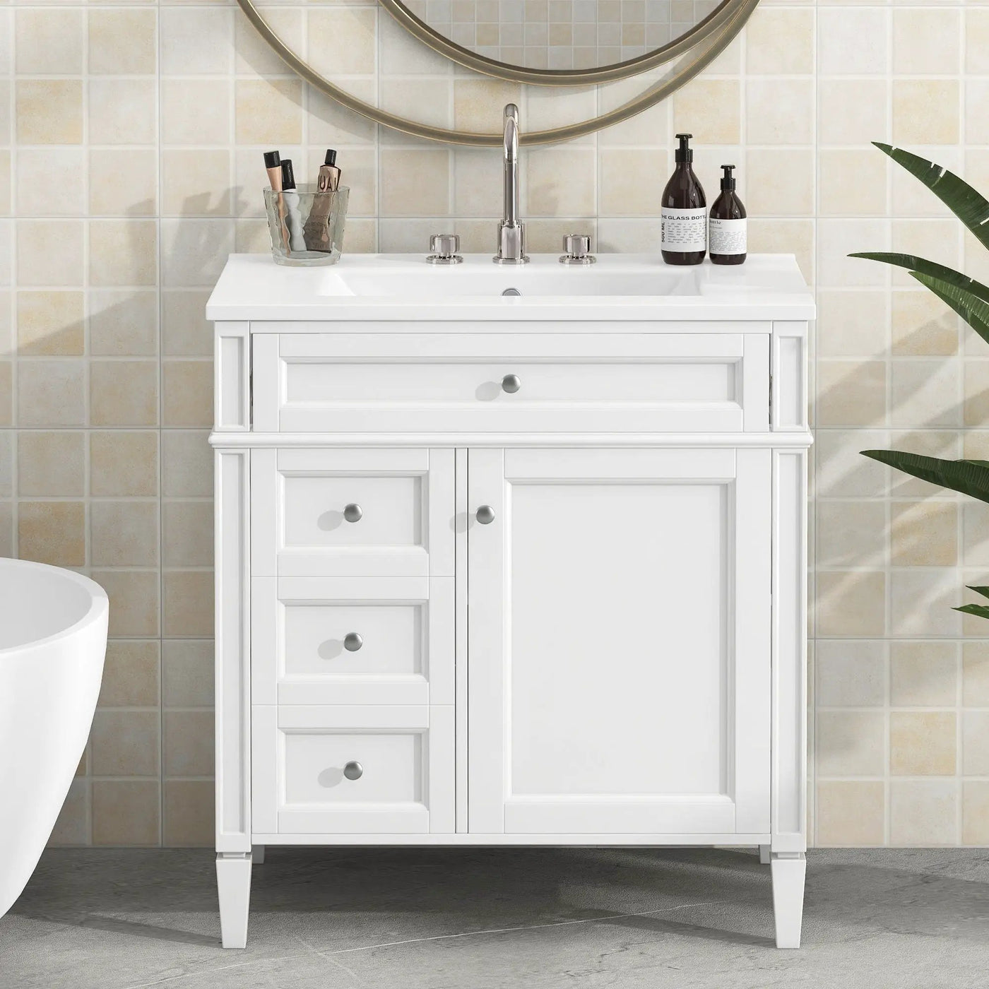 Bathroom Vanity With 2 Drawers and Tip-Out Storage Cabinet by HouseOfZazla
