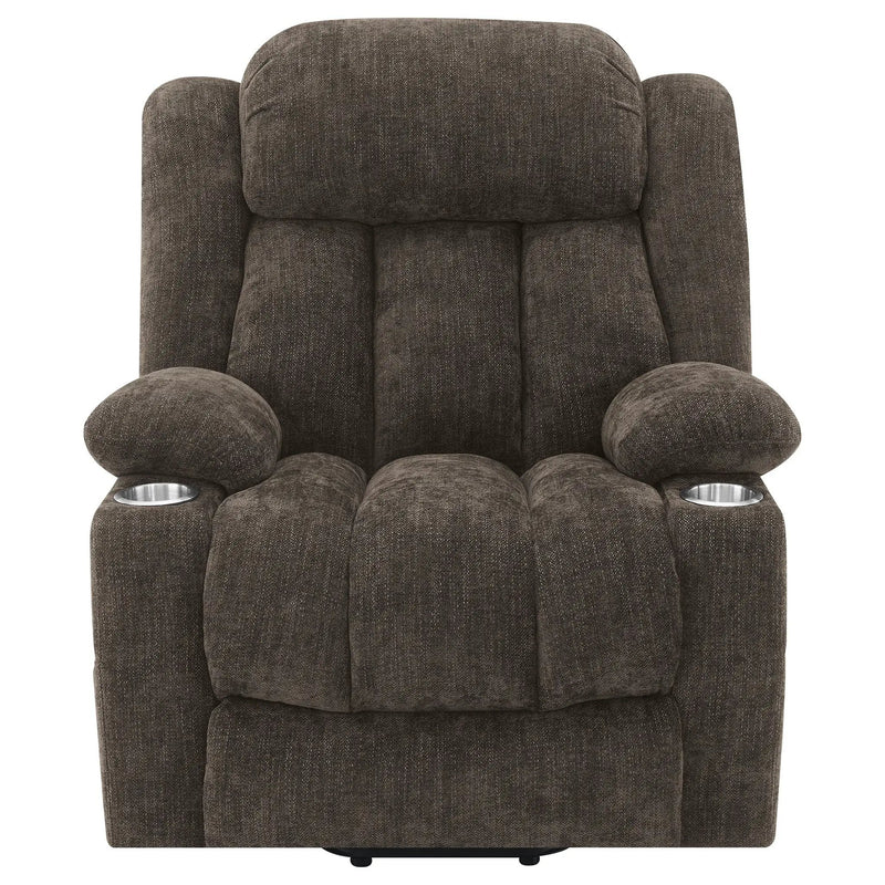 Houston Upholstered Power Lift Recliner Chair Dark Brown by Unique Piece Furniture