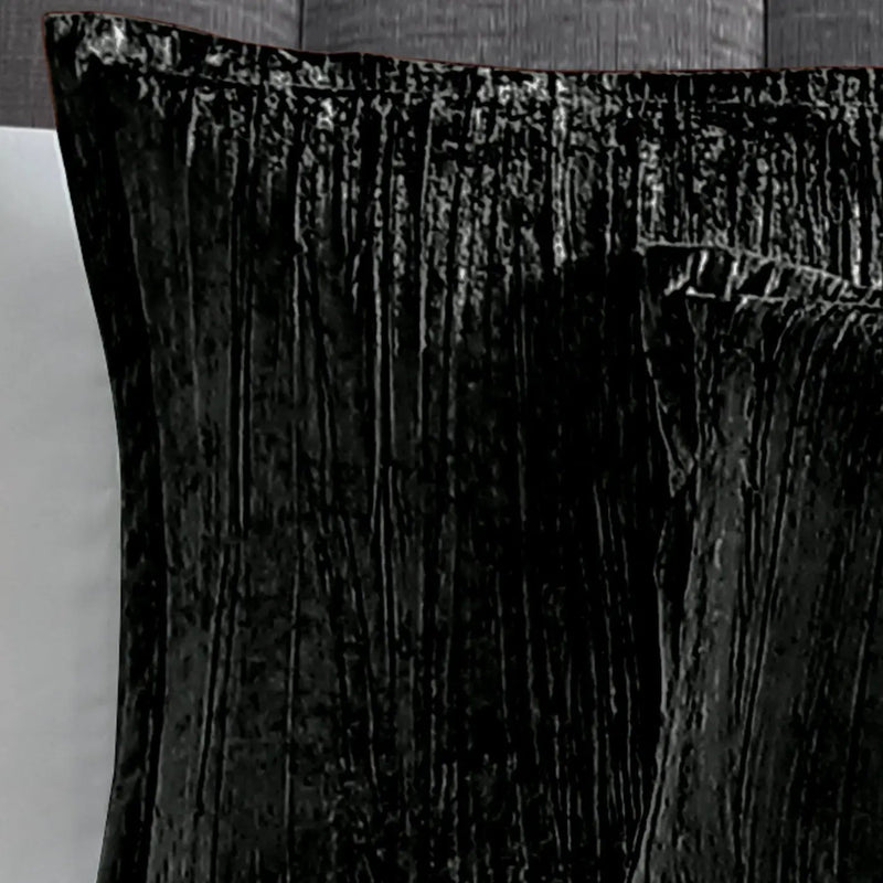 Turin 7 Piece Black Crinkle Velvet Comforter Set by HouseOfZazla