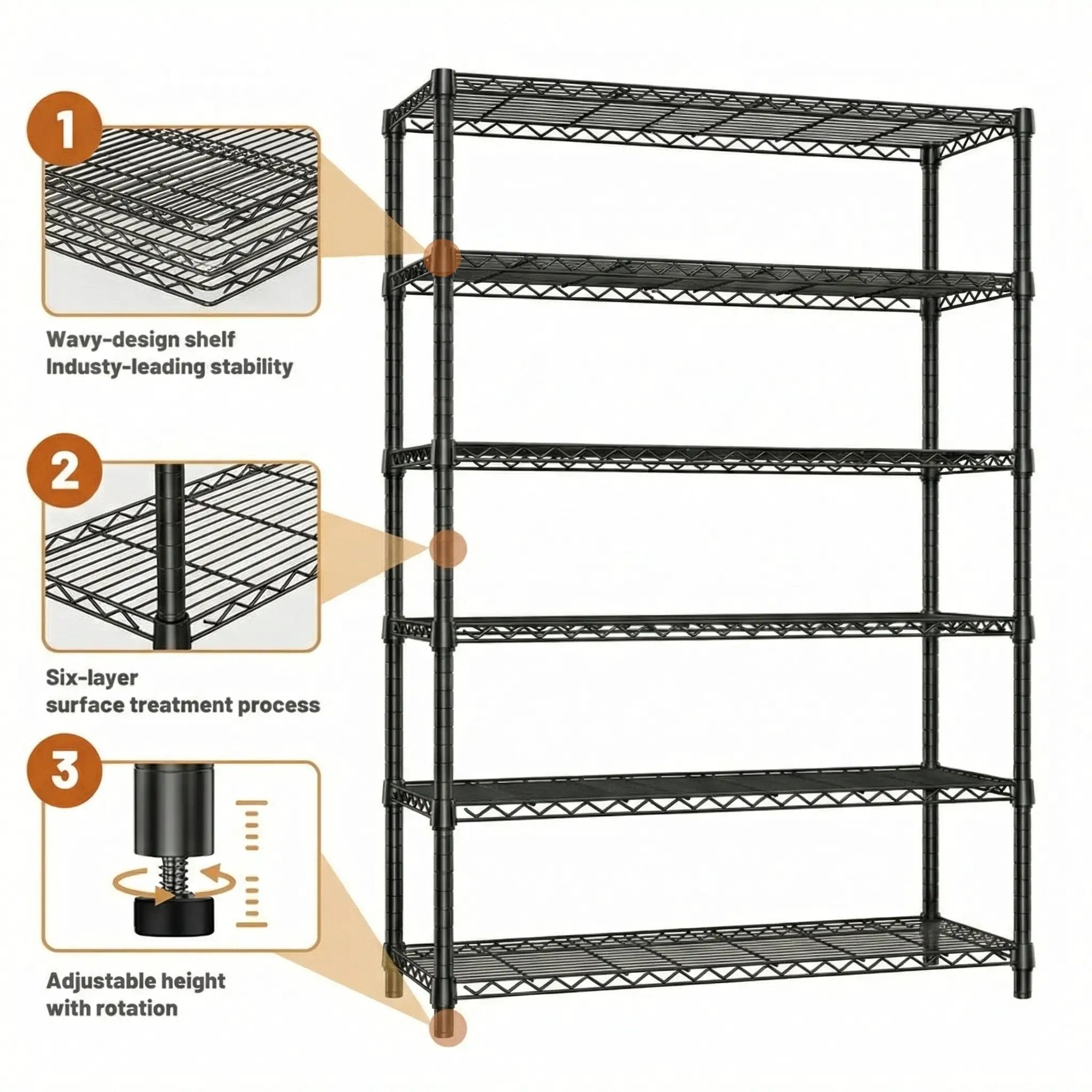 6-Tiers Storage Shelves - 2100LBS Capacity by HouseOfZazla