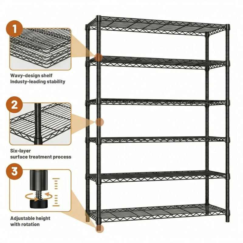 6-Tiers Storage Shelves - 2100LBS Capacity by HouseOfZazla