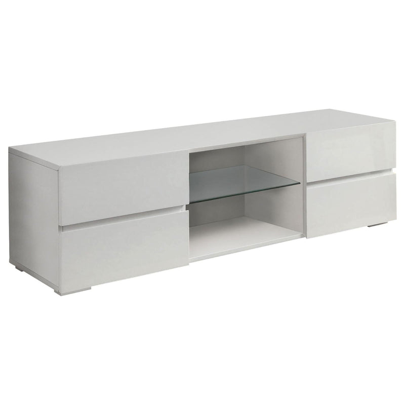 Glossy 4 Drawer TV Console - White by HouseOfZazla
