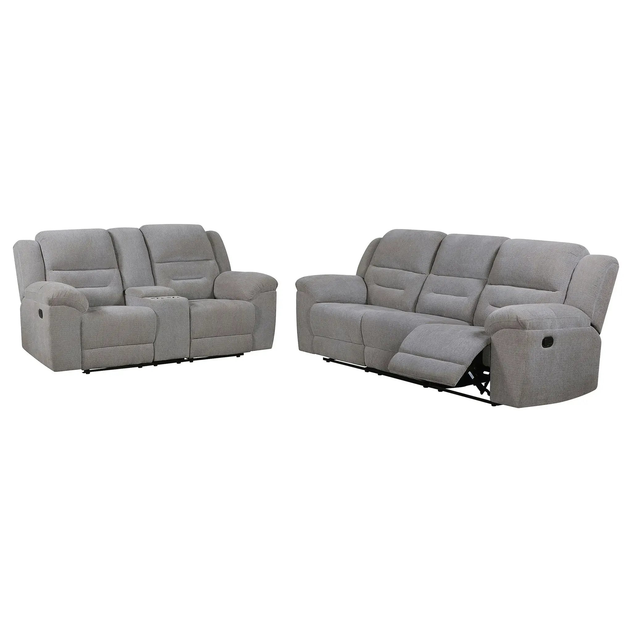 Gilson 2-piece Chenille Upholstered Reclining Sofa Set Grey by Unique Piece Furniture