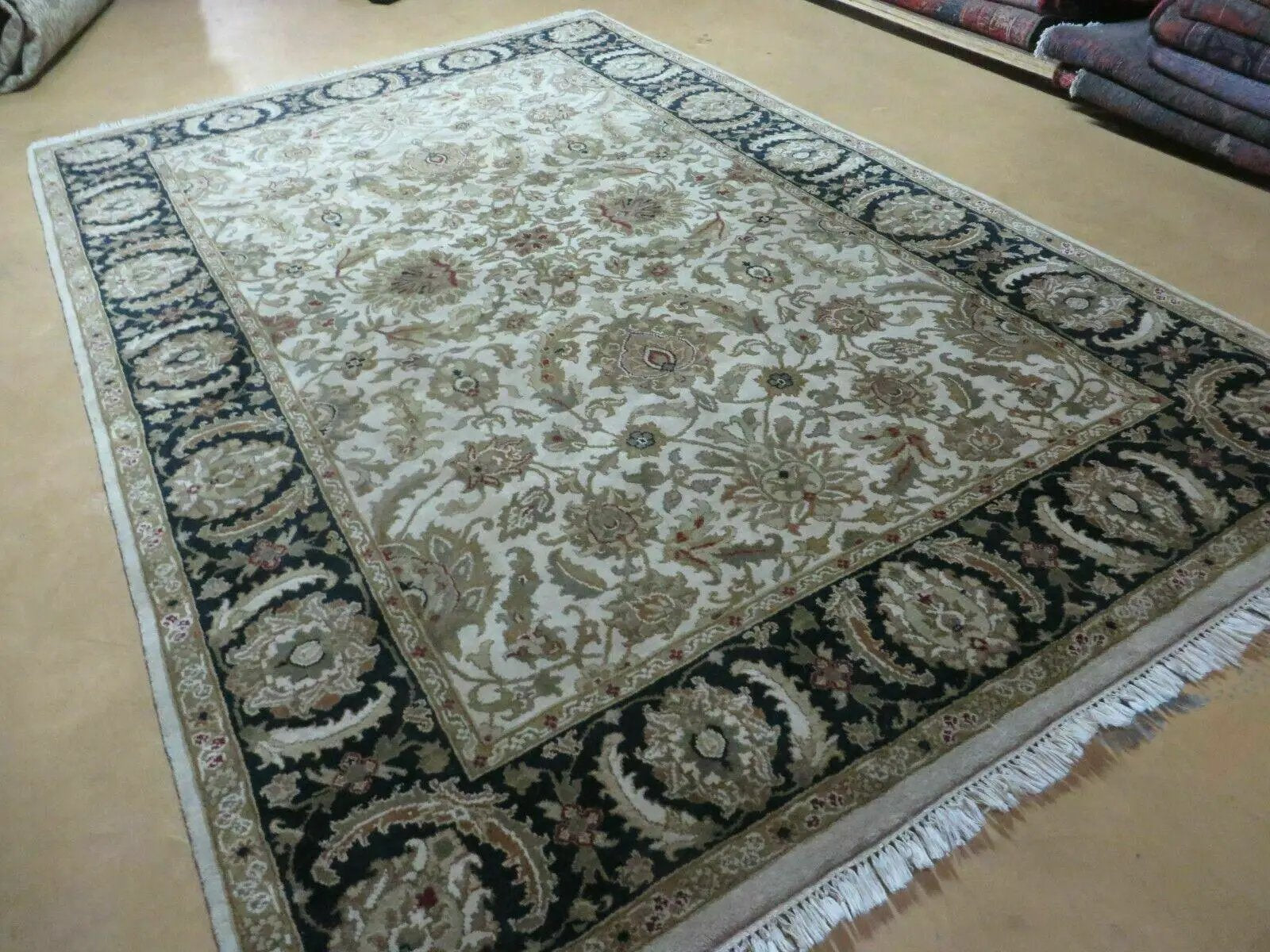 6' X 9' Vintage Handmade India Top Quality Jaipur Floral Oriental Tea Wash Nice by Jewel Rugs