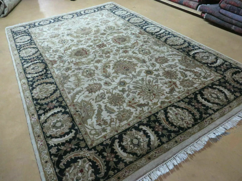 6' X 9' Vintage Handmade India Top Quality Jaipur Floral Oriental Tea Wash Nice by Jewel Rugs