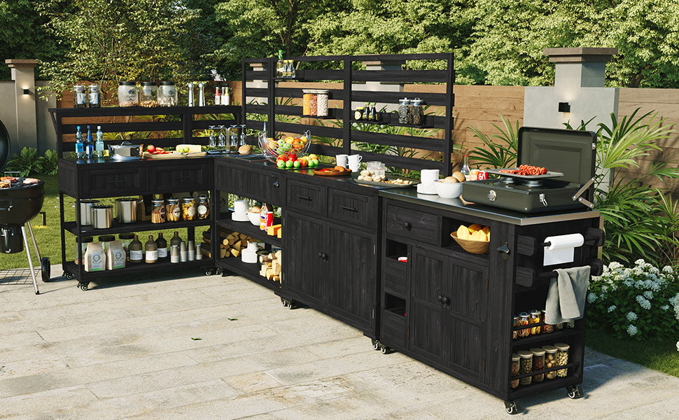 TOPMAX 41.7'' Large Patio Rolling Kitchen Island with Sink by HouseOfZazla