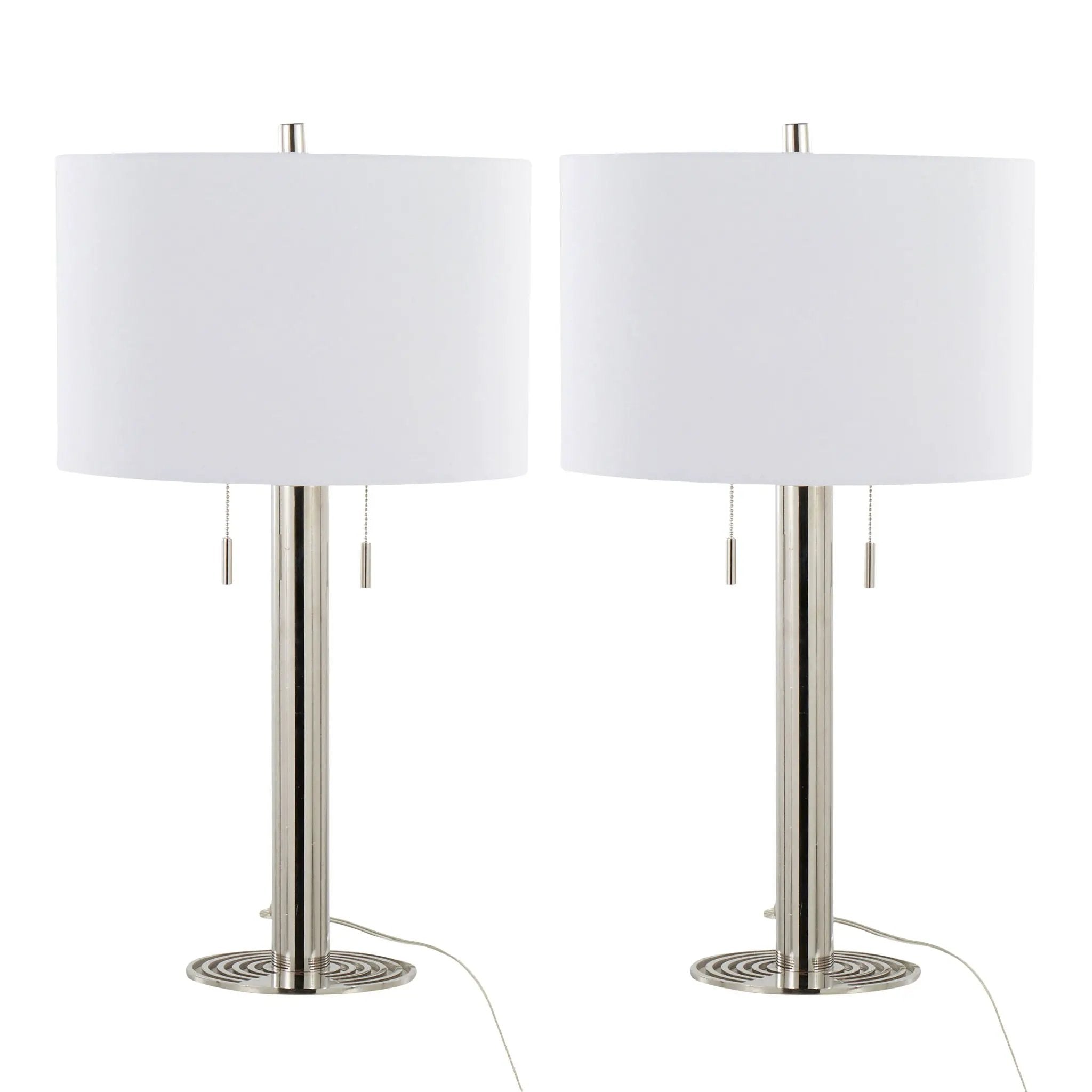 Master - 29" Contemporary Table Lamp (Set of 2) - Polished Nickel / White by HouseOfZazla