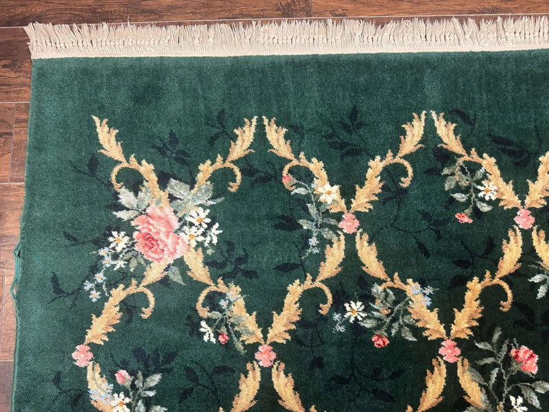 Karastan Garden of Eden Rug 8.8 x 11.8, Green Savonnerie 509/1733, Wool by Jewel Rugs