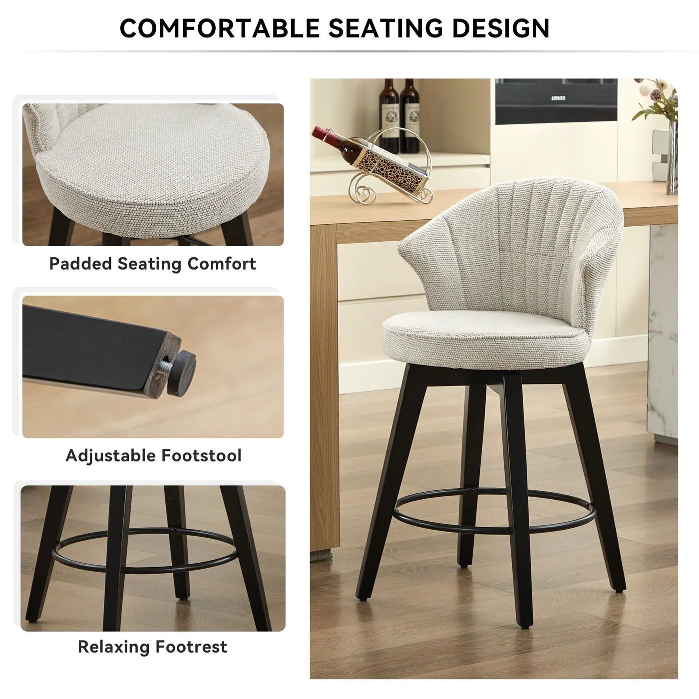 Wing Back Swivel Bar Stools (Set of 2) by Unique Piece Furniture