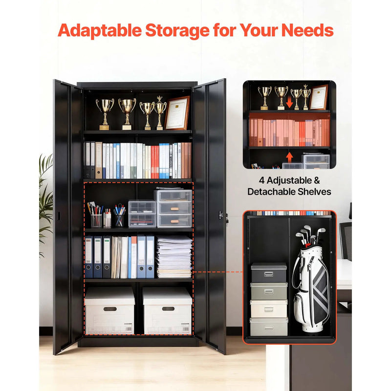 Metal Storage Cabinet, 68.9 in Lockable Steel Garage Cabinet by HouseOfZazla