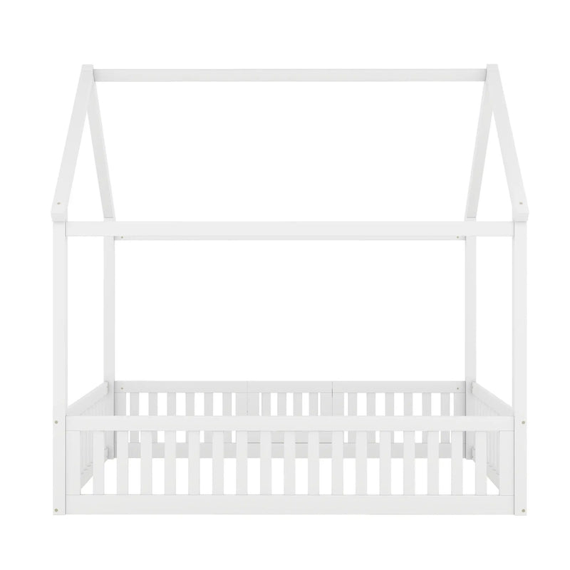 Wood House Bed With Fence And Door by Unique Piece Furniture