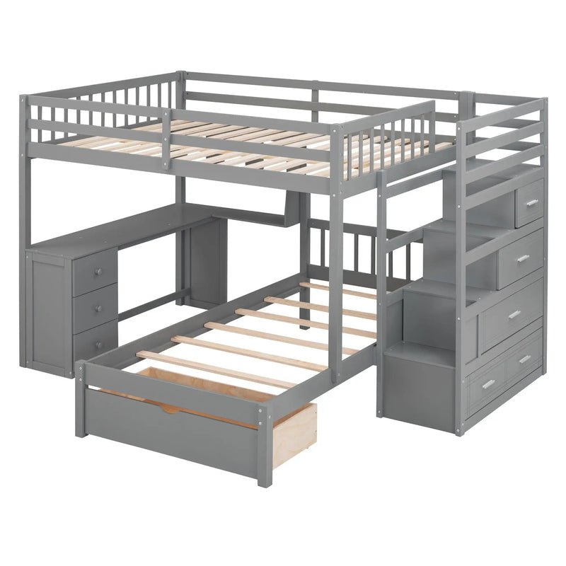 Bunk Bed With Desk, Drawers And Shelves by Unique Piece Furniture