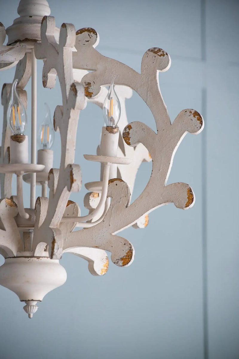 6 Light Chandelier, Hanging Light Fixture With Adjustable Chain For Kitchen, Bulb Not Included - White by HouseOfZazla