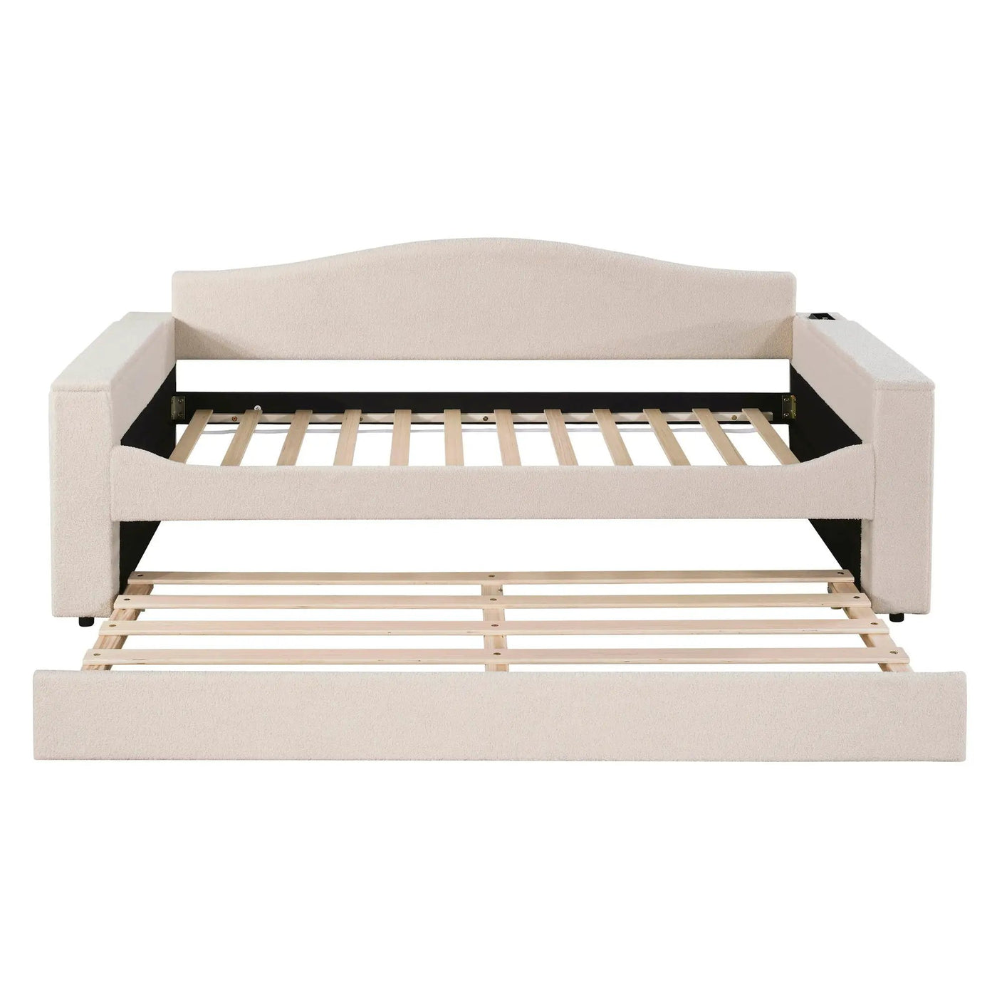 Upholstered Daybed With Storage Armrests, Trundle And Latest Integrated tooth Audio System by HouseOfZazla