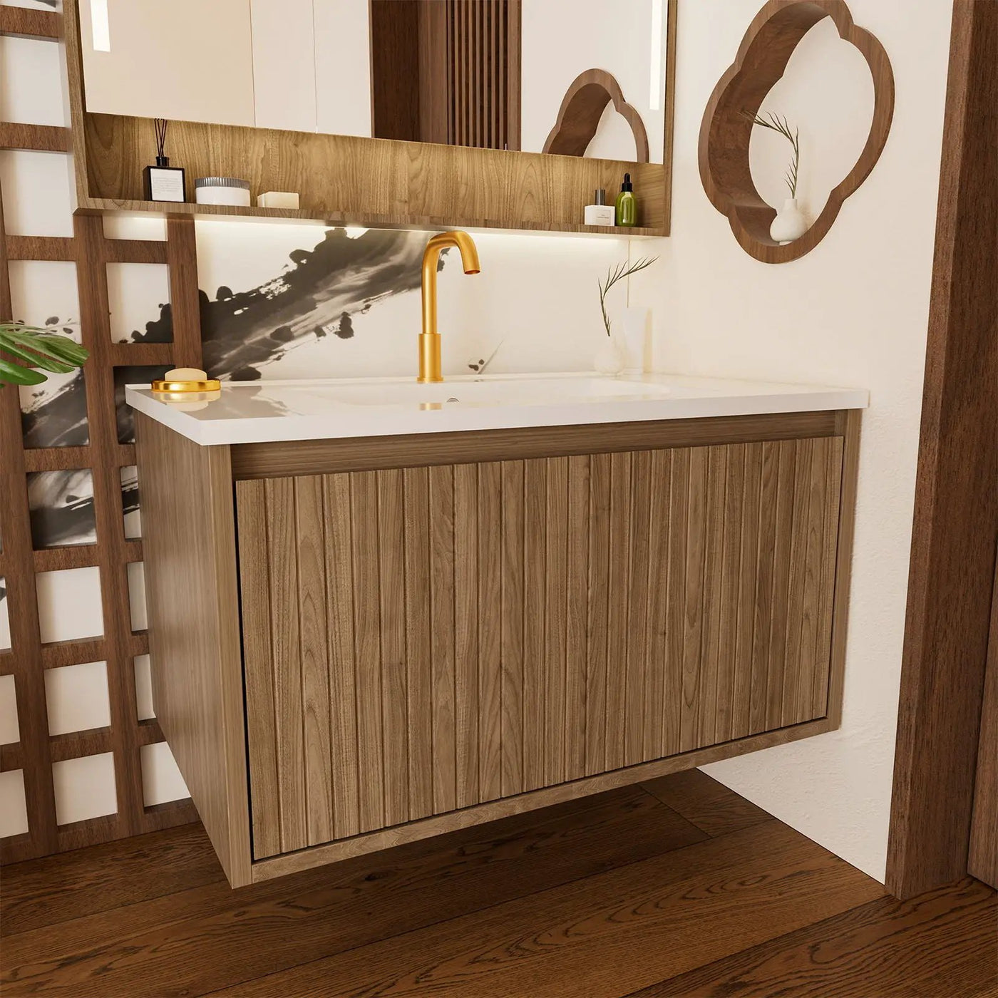 Wall Mounted Floating Bathroom Vanity With Sink And Drawers by Unique Piece Furniture