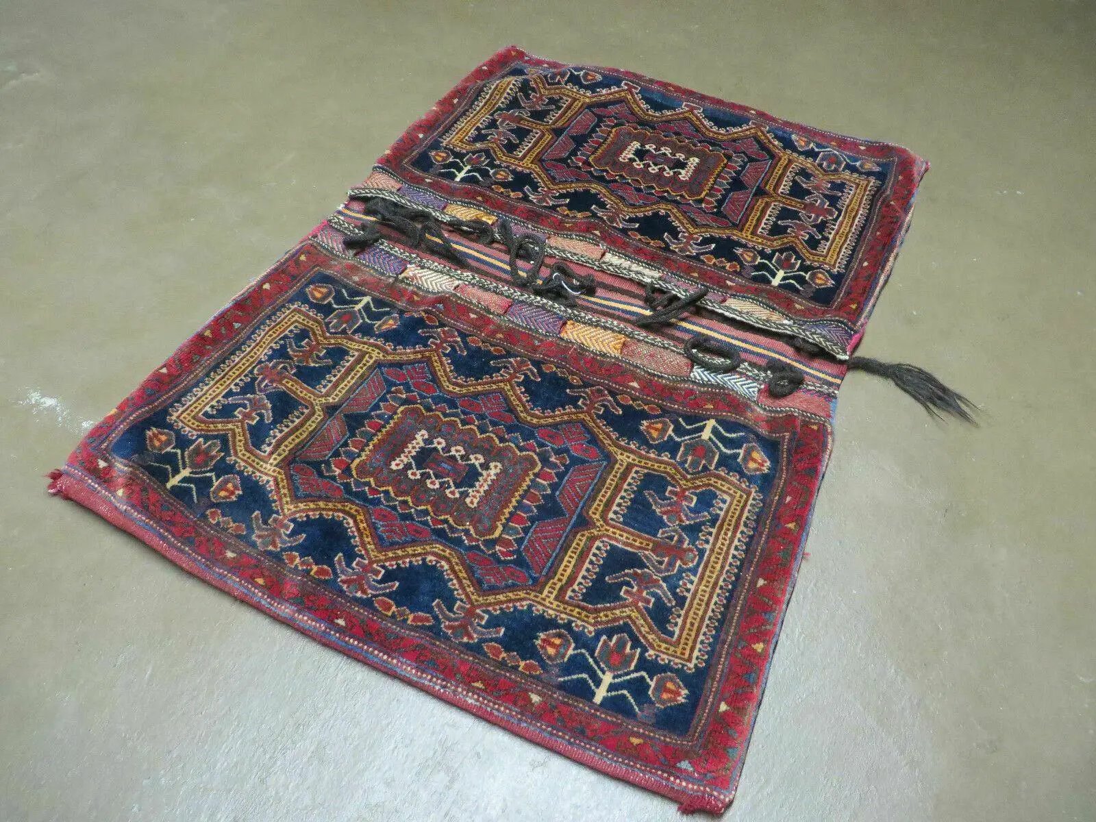 3' X 4.5' Antique Handmade Turkish Tribal Wool Rug Double Saddle Bag Nice by Jewel Rugs