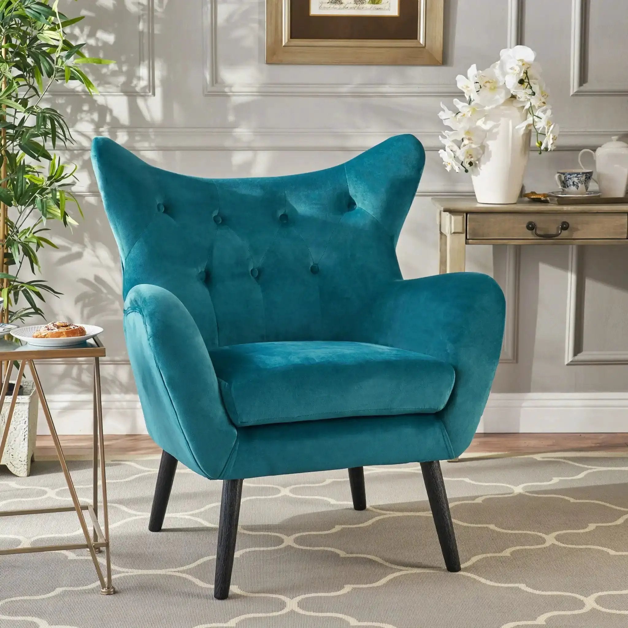 Alyssa Mid Century Upholstered Arm Chair With Wingback Design by HouseOfZazla