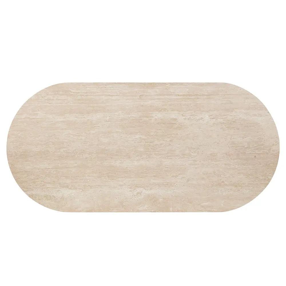 Leonardo - Dining Table - Travertine Top & Dark Oak by Unique Piece Furniture