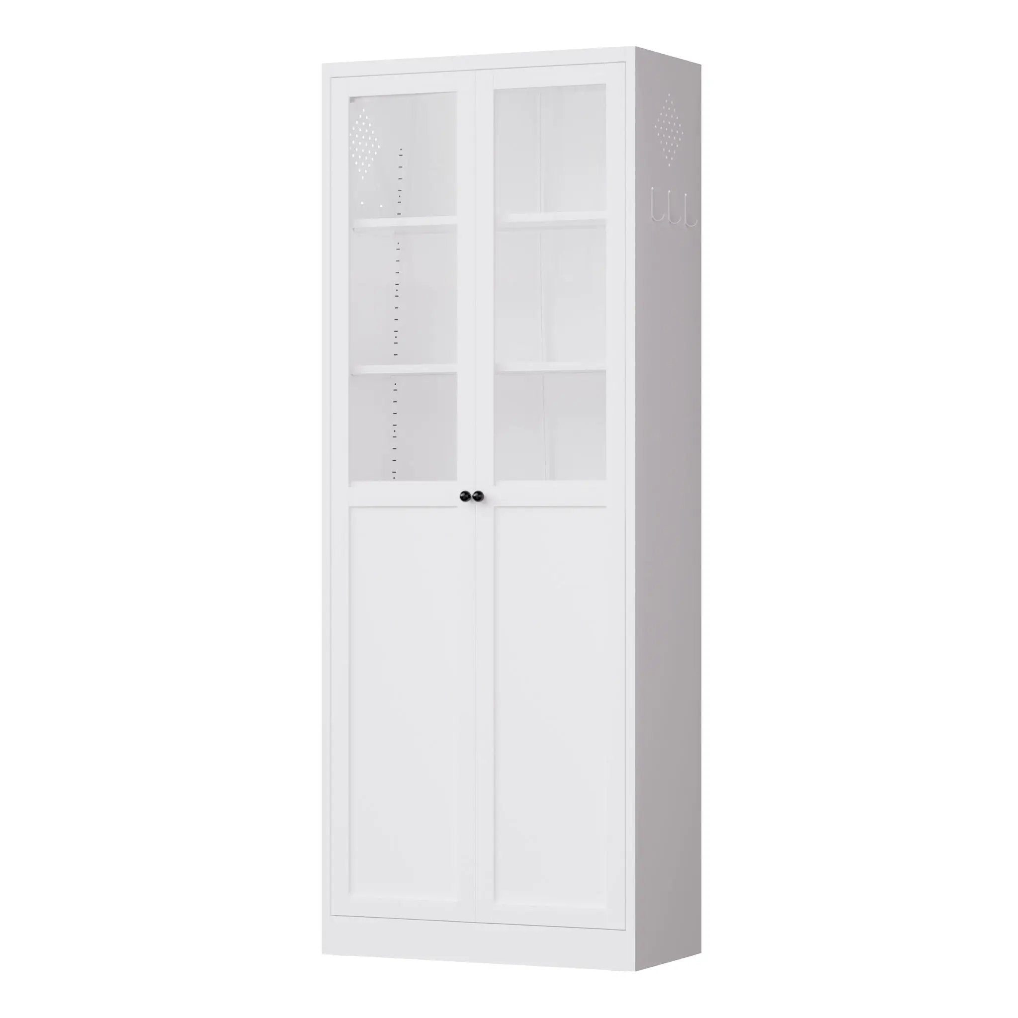 Tall Metal Kitchen Pantry Cabinet With Adjustable Shelves And Silent Magnetic Doors - White by HouseOfZazla