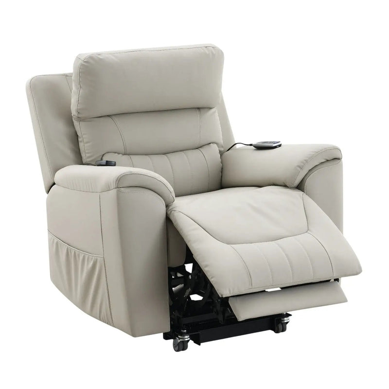 Marsha - Silicone Synthetic Leather Power Motion Recliner With Lift Heating Massage Chair - Light Gray by Unique Piece Furniture