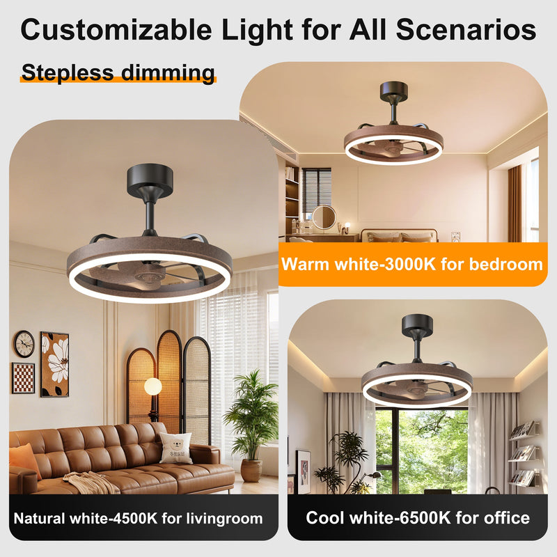 20.5" Rustic LED Ceiling Fan with Remote & APP Control by HouseOfZazla