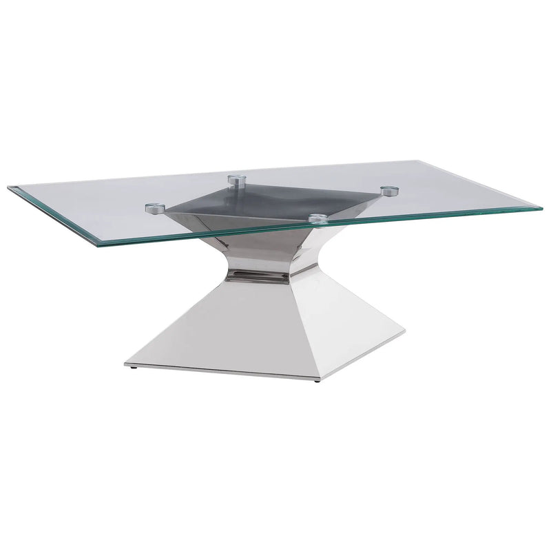 Jenny Glass Top Stainless Steel Coffee Table Chrome by Unique Piece Furniture