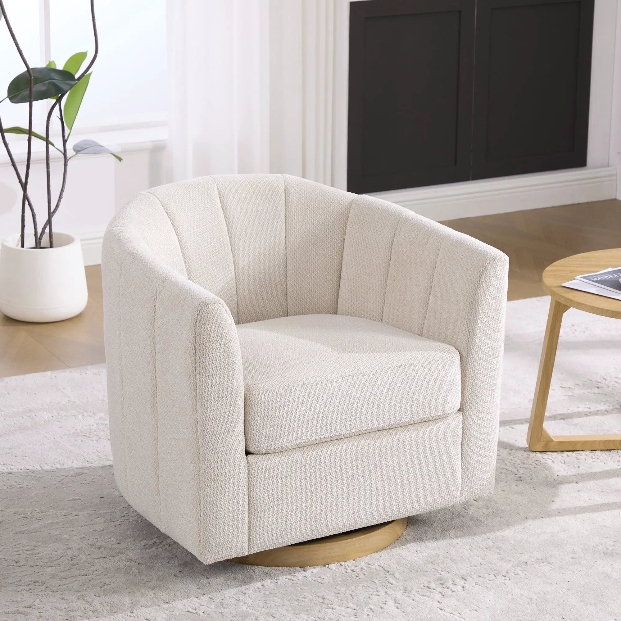 Upholstered Chenille Swivel Barrel Chair by HouseOfZazla