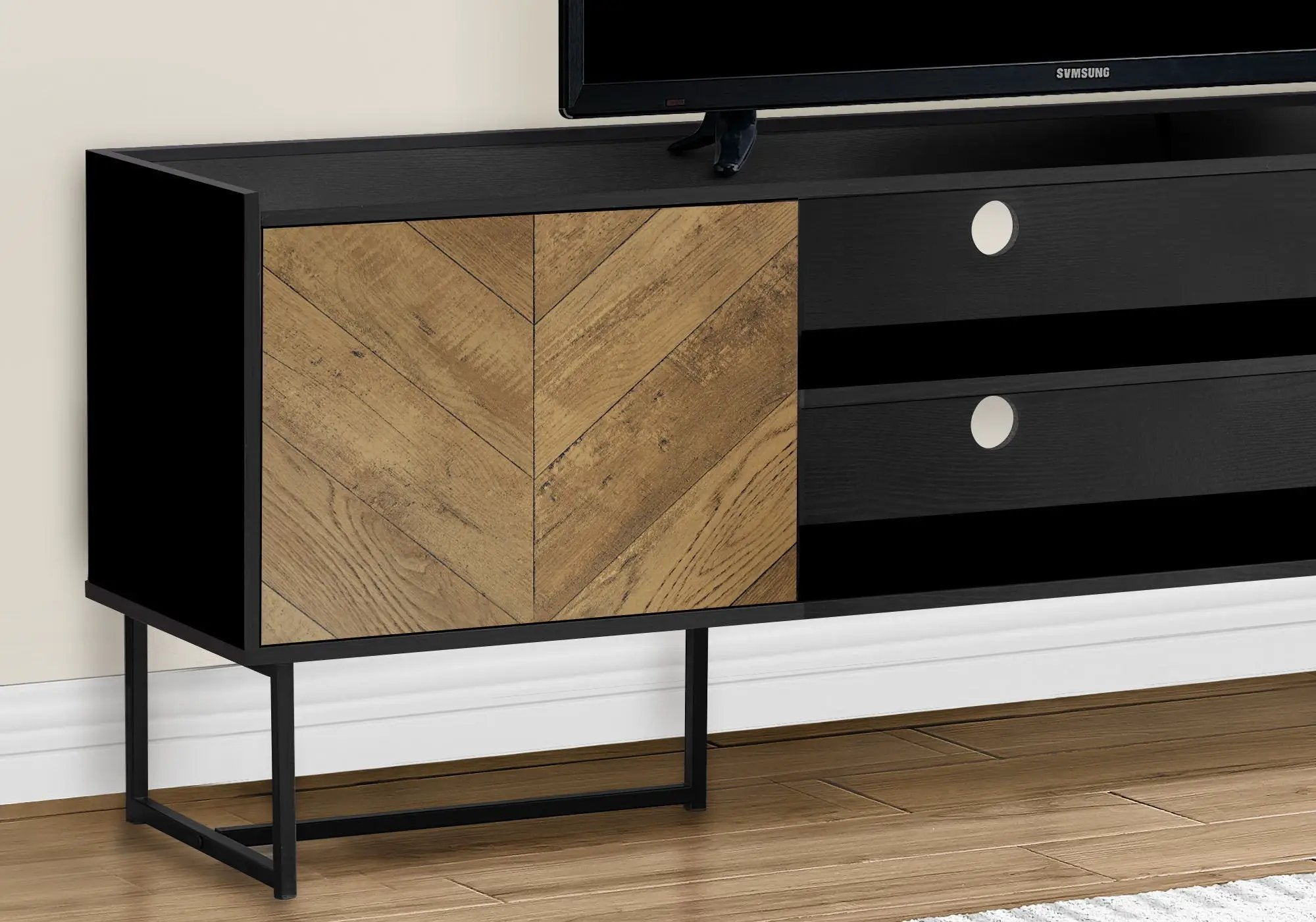 TV Stand, Console, Media Entertainment Center, Storage Cabinet, Modern - Black by HouseOfZazla