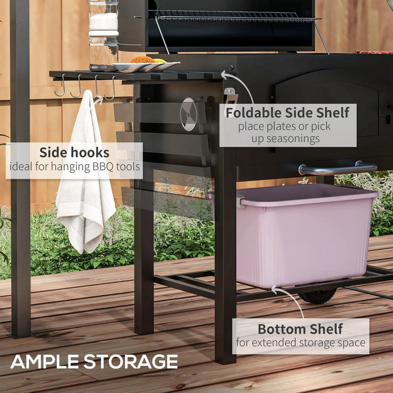 Outsunny Charcoal Grill with Adjustable Height & Folding Shelves by HouseOfZazla