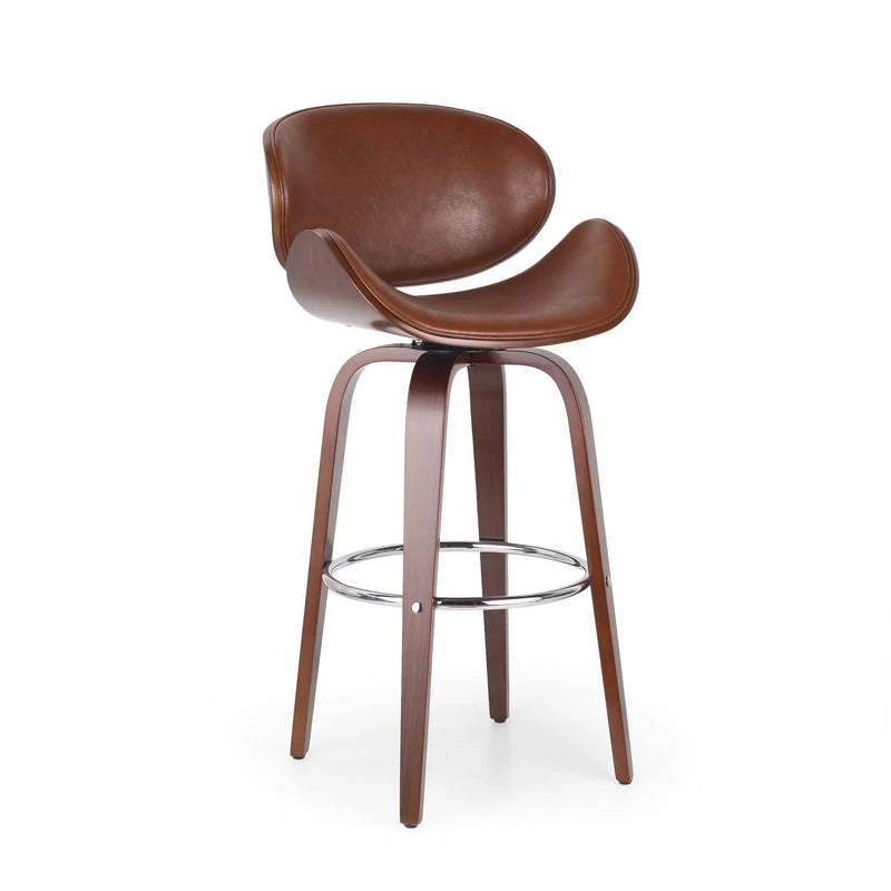 Lumos Mid Century Modern Upholstered Swivel Barstool by HouseOfZazla
