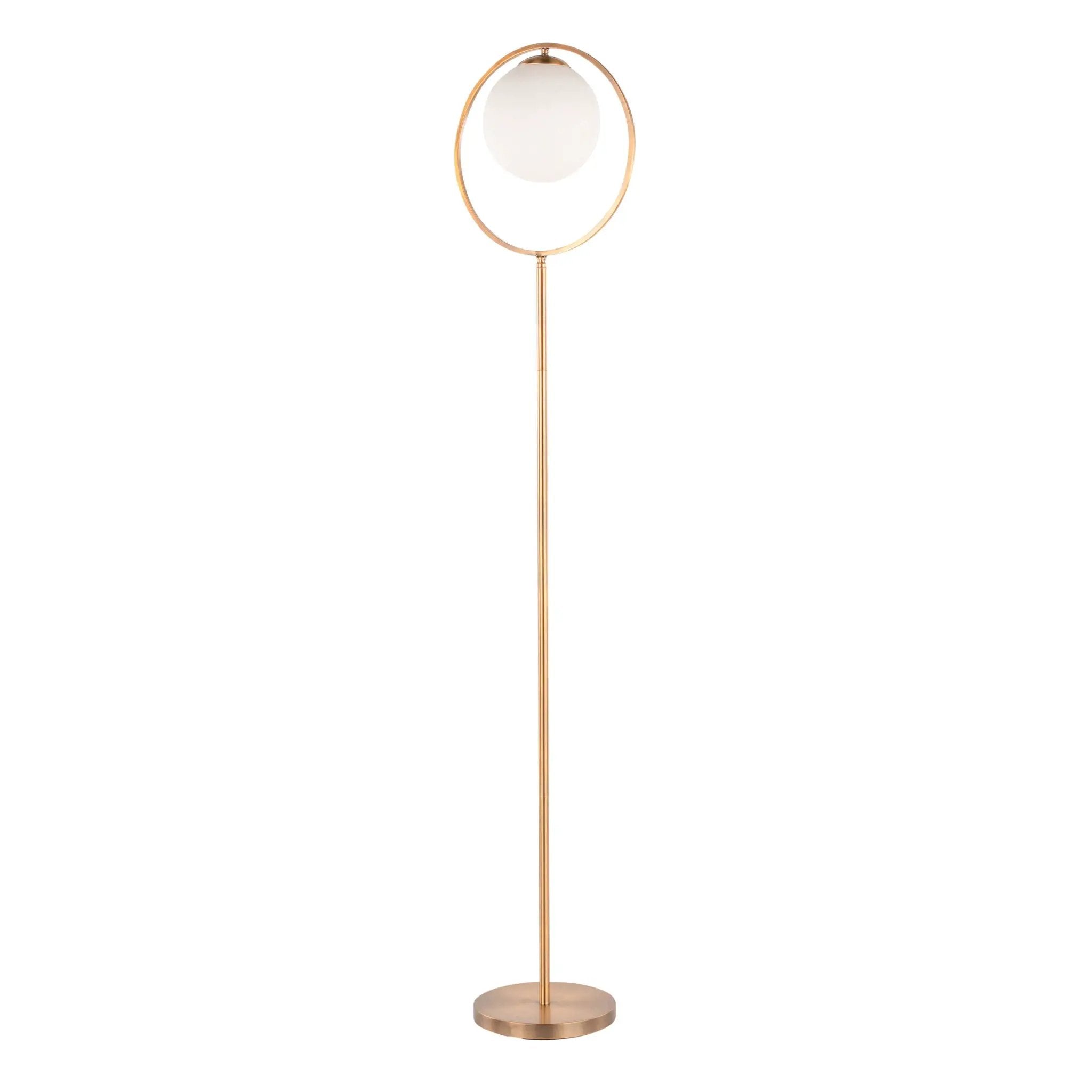Moon - Contemporary Floor Lamp - Gold / Frosted by HouseOfZazla