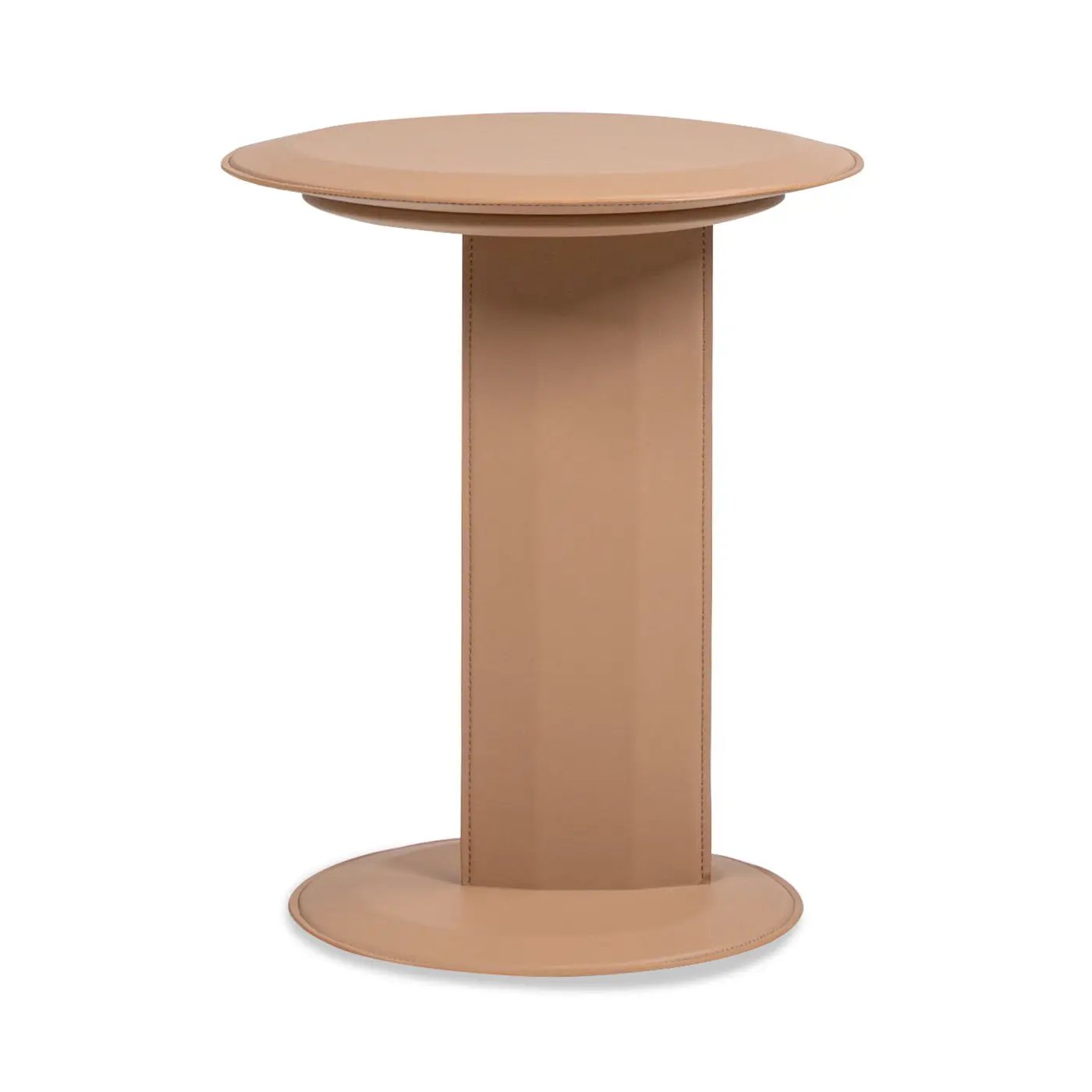 Mode - Leatherette Round C-Shaped Sofa Side Table - Saddle Brown by HouseOfZazla