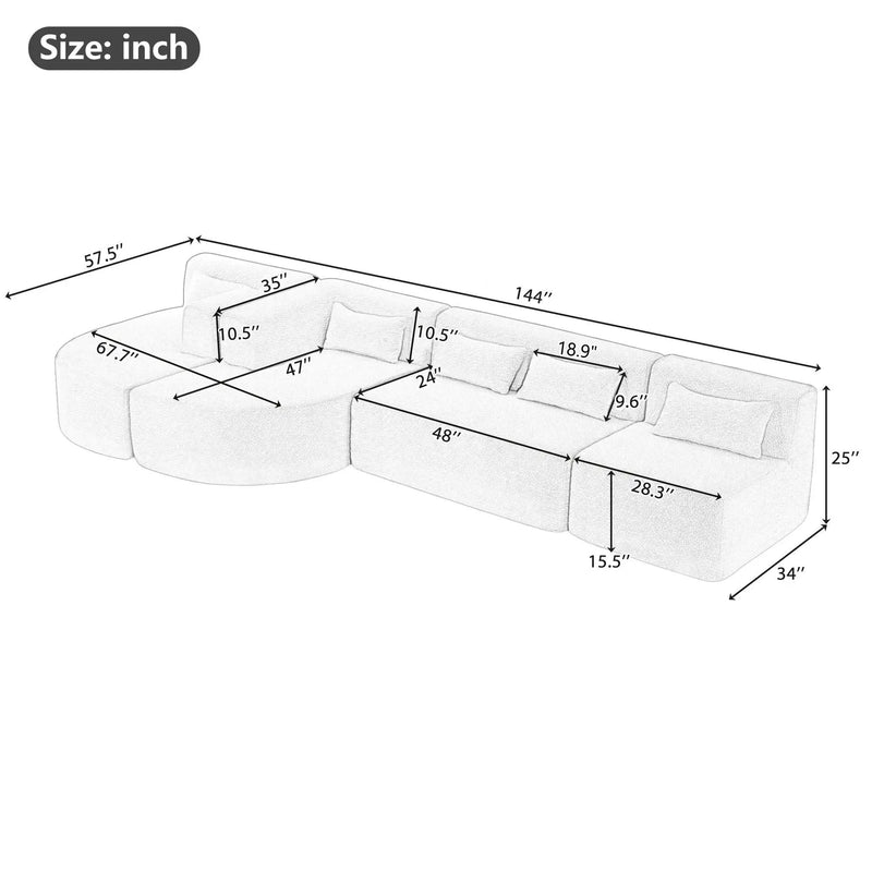 Upholstered Sofa Free Combined Sofa Couch With 2 Chaise Lounge And Five Back Pillows For Living Room by HouseOfZazla