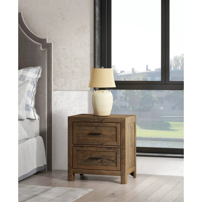Rustic 2 Drawer Nightstand - Brown - Wood by Unique Piece Furniture