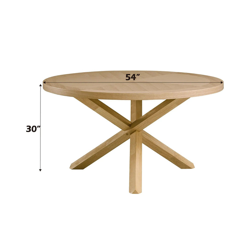 Kasem Round Dining Table - Oak by HouseOfZazla