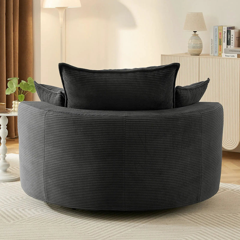 360° Swivel Accent Barrel Chair With Dual Layer Cushion And 3 Removable Pillows by HouseOfZazla