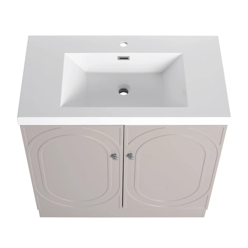 Contemporary Freestanding Bathroom Vanity With Resin Sink & Soft-Close Cabinet Doors by HouseOfZazla