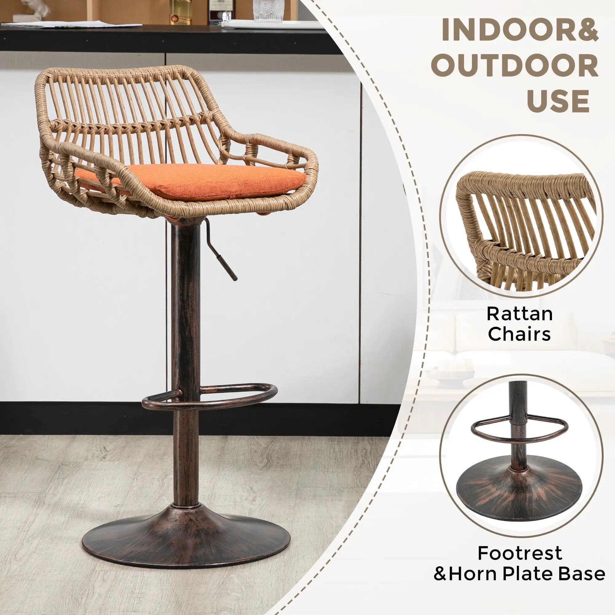 Modern Swivel Bar Stools Adjustable Counter Chairs With Footrest (Set of 2) by Unique Piece Furniture