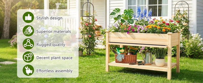 Raised Garden Bed with Water Collection Tray and Storage Shelf by HouseOfZazla