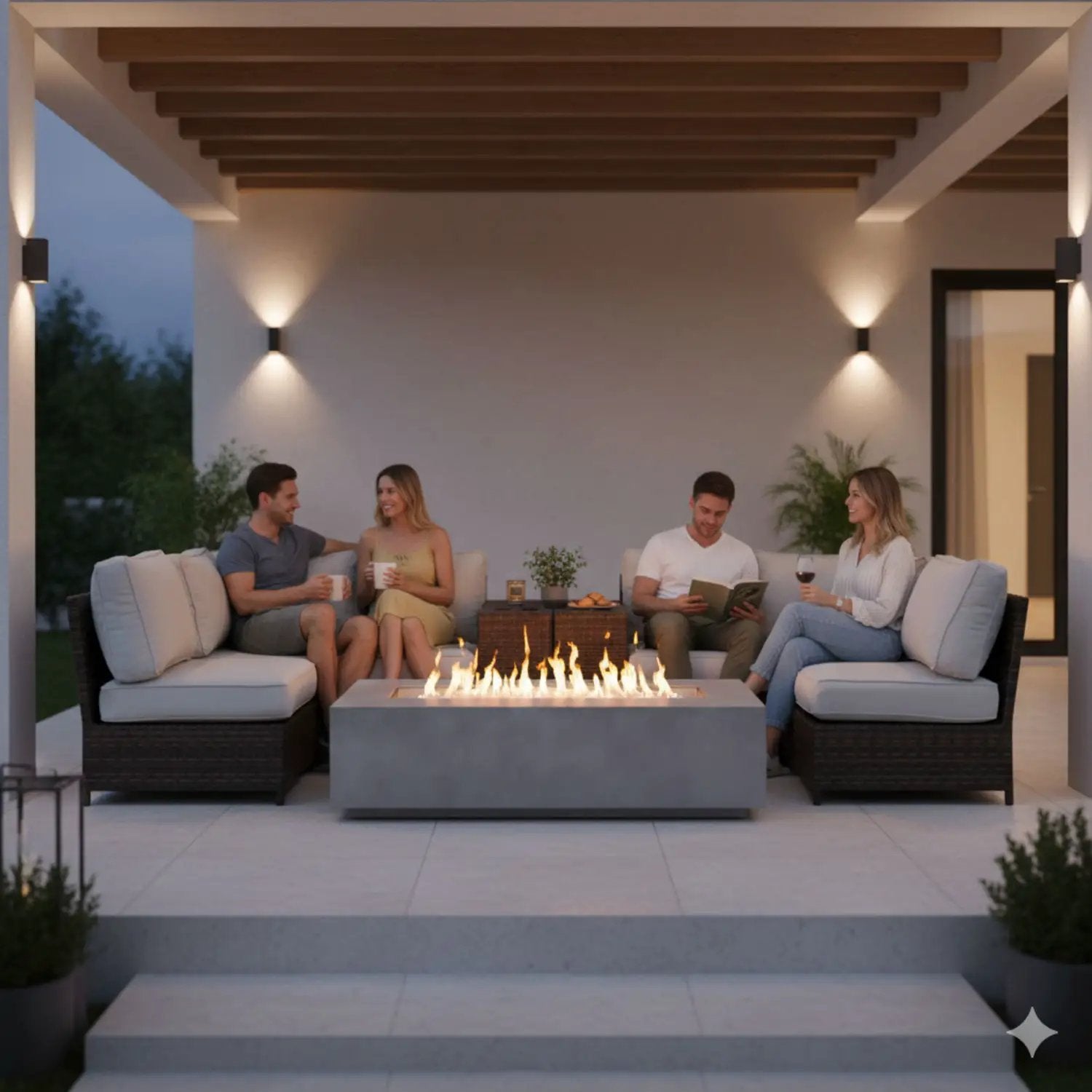 Outdoor Elegance Conversation Set With Fire Pit by HouseOfZazla